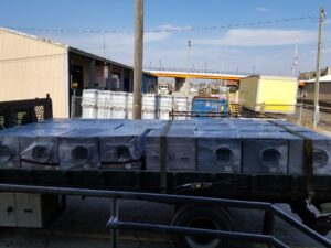 truckload of HEPA air filtering units